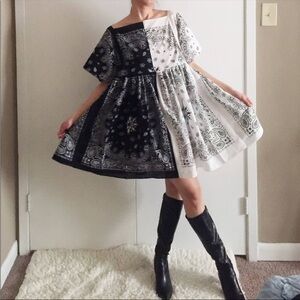 Black and white split bandana dress